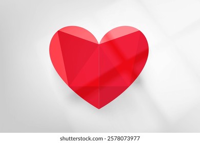 Red heart shape on a floor. 3d vector illustration