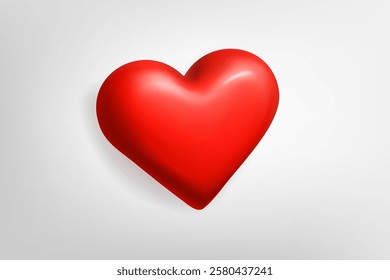 Red heart shape on isolated on white background. 3d vector illustration