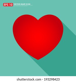 Red heart shape on light green background
