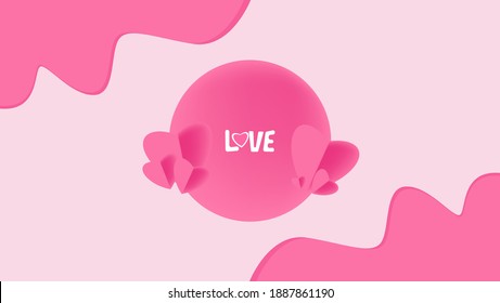 Red Heart shape on the pink background in the concept of love for sweet and romantic moments