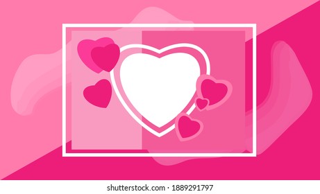 Red Heart shape on the pink background in the concept of love for sweet and romantic moments