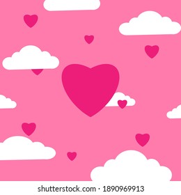 Red Heart shape on the pink background in the concept of love for sweet and romantic moments