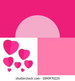 Red Heart shape on the pink background in the concept of love for sweet and romantic moments