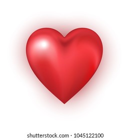 Red heart shape on white background. Vector illustration.