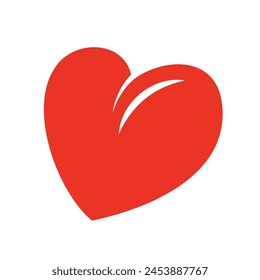 Red Heart Shape on White Background. Love symbols. Flat Heart Silhouettes Vector. Icon. Illustration Design Element