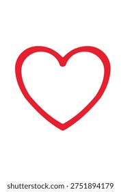 Red heart shape outline on simple vector icon