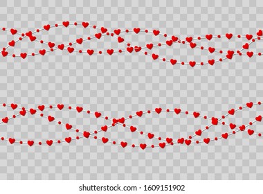Red heart shape paper isolated on transparent background