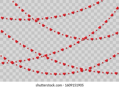 Red heart shape paper isolated on transparent background
