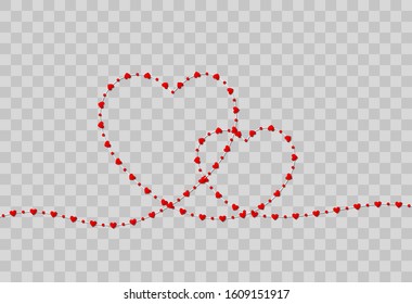 Red heart shape paper isolated on transparent background