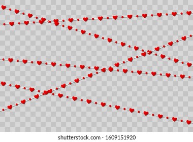 Red heart shape paper isolated on transparent background