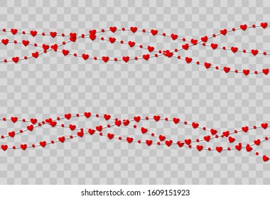 Red heart shape paper isolated on transparent background