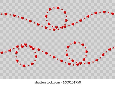 Red heart shape paper isolated on transparent background