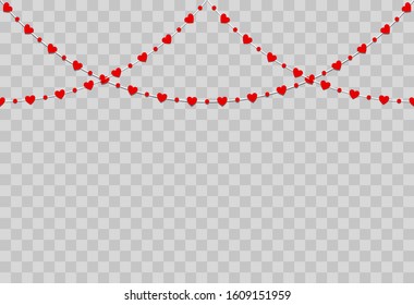 Red heart shape paper isolated on transparent background