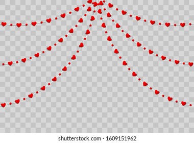 Red heart shape paper isolated on transparent background