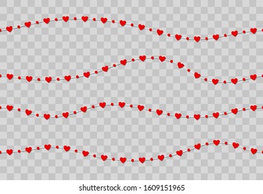 Red heart shape paper isolated on transparent background
