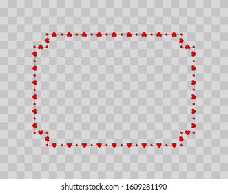 Red heart shape paper isolated on transparent background