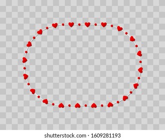 Red heart shape paper isolated on transparent background