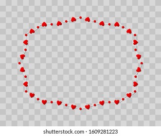 Red heart shape paper isolated on transparent background