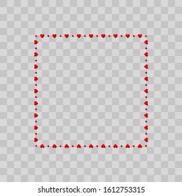 Red heart shape paper isolated on transparent background