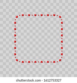 Red heart shape paper isolated on transparent background