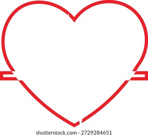 Forma de corazón rojo con una cinta alrededor de él para el amor y el día de San Valentín aislado en fondo transparente