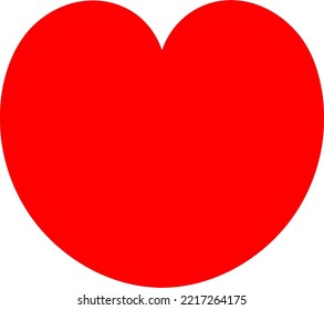 Red heart shape with a rounded edge at the bottom