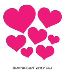 Conjunto de pegatinas en forma de corazón rojo - diseño romántico de Vector EPS aislado sobre fondo blanco.