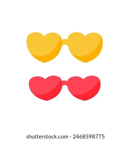 Red heart shape sunglasses. Retro valentine's sun glasses for kids. Vector illustration
