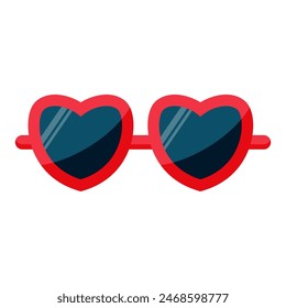 Red heart shape sunglasses in heart shape. Vintage sun glasses. Vector illustration