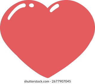 Red heart shape symbol on white background for love and romance