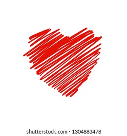 Red heart shape valentine 's day hand drawn lines vector. Design elements love romantic background for marry card, wedding invitation, valentine's day, website, wallpaper. Vector EPS10