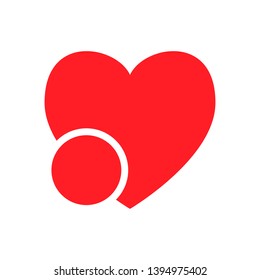 Red heart shape valentines day icon with red circle love symbol