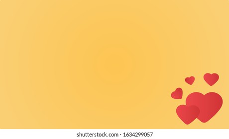 Red heart shape for Valentine's Day. Vector Illustration isolated on yellow background.