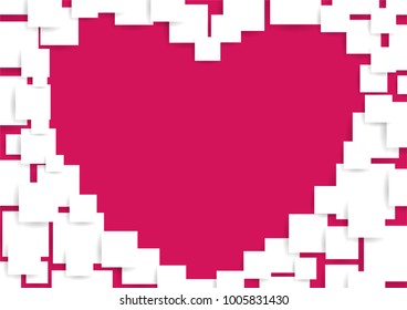 red heart shape vector background, love and valentine day concept, space for text or message design