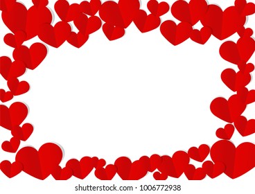 red heart shape vector background, love and valentine day concept, space for text or message design