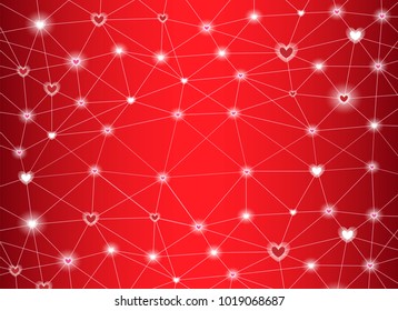 red heart shape vector background, love and valentine day concept, space for text or message design