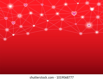 red heart shape vector background, love and valentine day concept, space for text or message design
