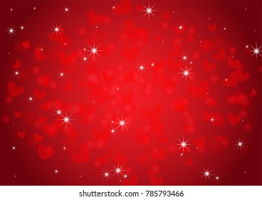 red heart shape vector background, love and valentine day concept, space for text or message design