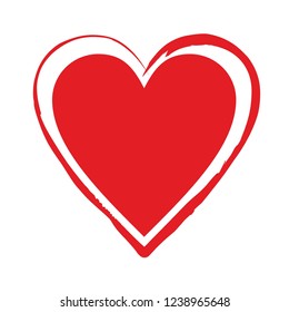 Red heart shape vector design element empty blank template isolated on white sign symbol icon frame border