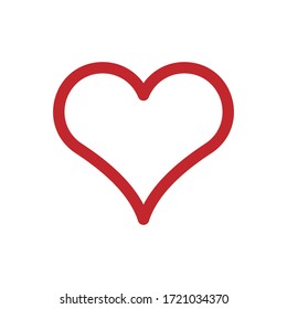 Red heart shape vector icon. Love symbol. Like sign. Romantic valentine logo. Health or medical cardio label. Marriage and wedding tag. Isolated on white background.