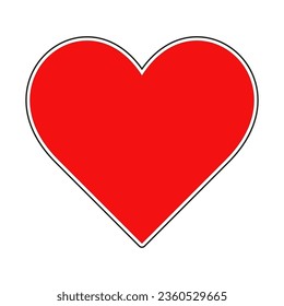 Red Heart shape with white and black contour. Symmetric Icon image. Social media icon. EPS 10