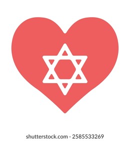 Red heart shape with white Star of David in the center