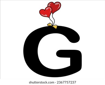 Red Heart Shaped Balloon Alphabet Letter G