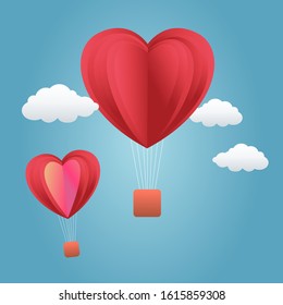 Red heart shaped balloon card For Valentine's Day illustration work