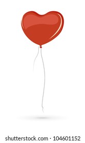 Red heart shaped balloon isolated on white background