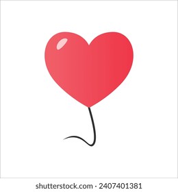 Vector de globo con forma de corazón rojo