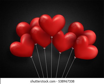 Red Heart shaped Balloons for Happy Valentine's Day celebration.