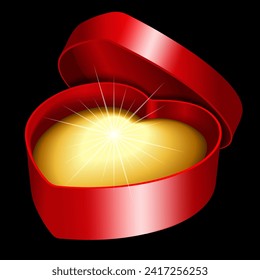 red heart shaped box vector illustration