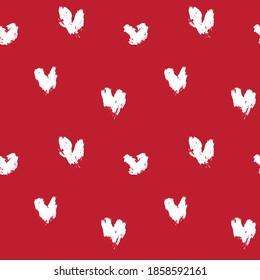 Red Heart shaped brush stroke seamless pattern background for fashion textiles, graphics