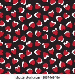 Red Heart shaped brush stroke seamless pattern background for fashion textiles, graphics